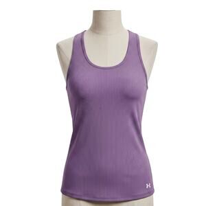 Under Armour HeatGear Purple Ribbed Tank Top XL Athletic Workout